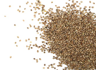 Hemp seeds isolated on white background