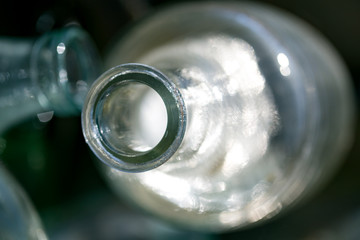 The throat of a glass bottle