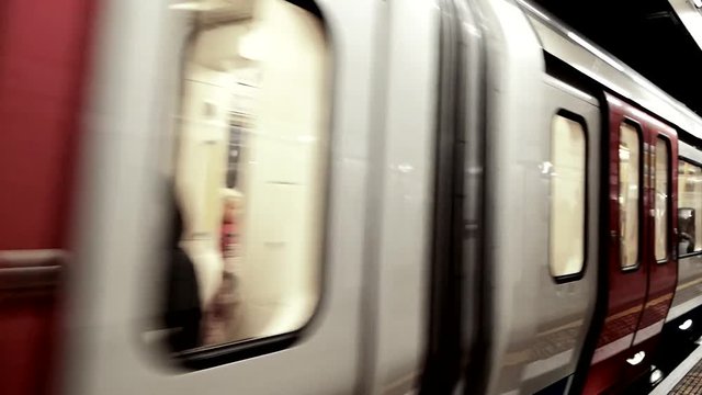 Train running in the underground in London