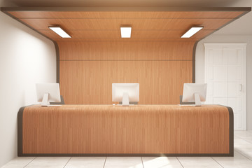 Wooden reception desk