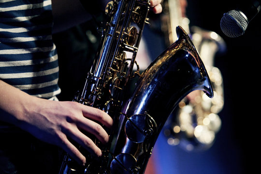 Sax player on the stage