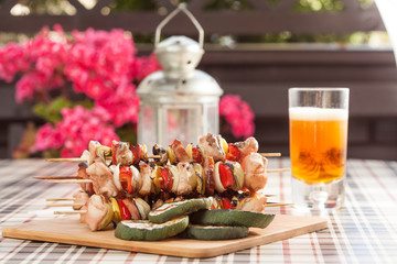 Grilling shashlik.
