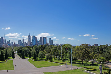Blick auf Melbourne City vom Shrine of Remembrance
