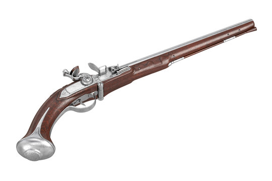 Pistol gun classic collectible weapon. 3D rendering