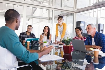 Business people at desk during meeting