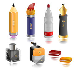 Stationery in isometric style.