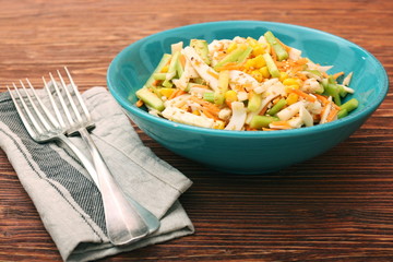 Calamari salad with carrot and cucumber