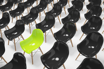 Black and green chairs, top view, close up
