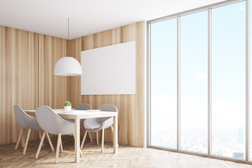 Light kitchen corner with poster, side
