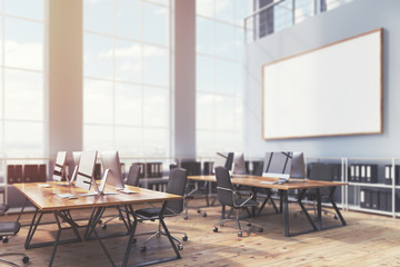 Open office with a whiteboard, toned