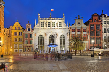 Fototapeta na wymiar Neptune Fountain in Gdansk