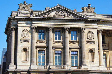 Fototapeta na wymiar View on old Palace of the place de la concorde, front view, paris city, france