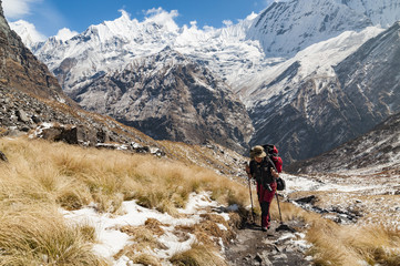 Fototapeta na wymiar Ścieżka do Annapurna Base Camp, Himalaje, Nepal