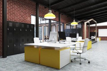 Office with black lockers