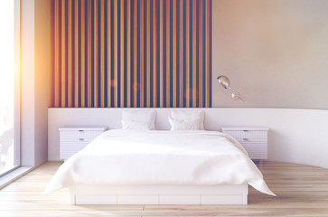 Wooden bedroom interior, toned