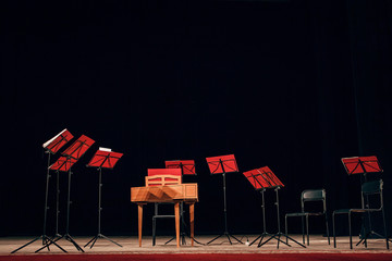 Stage prepared for orchestra performance