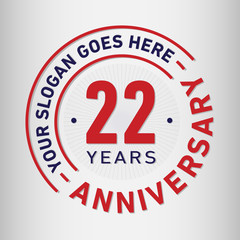 22 years anniversary logo template. Vector and illustration.