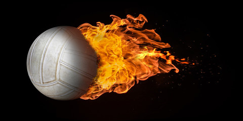 Flying Volleyball Engulfed in Flames
