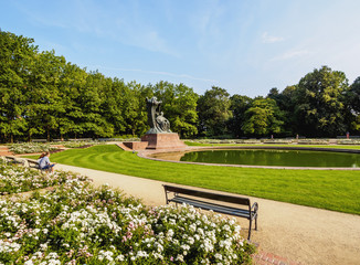 Poland, Masovian Voivodeship, Warsaw, Royal Baths Park, Chopin Statue