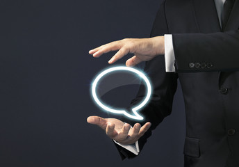 Businessman magical touch concept -  speech bubble