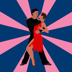 Salsa dancing couple man and woman in vector. International tango day