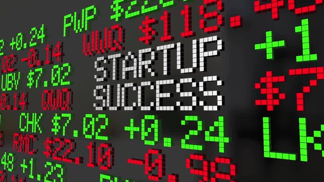 Startup Success New Compnay IPO Stock Market Ticker 3d Animation