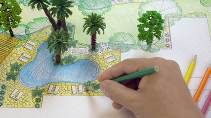 Landscape architect design backyard plan for villa
