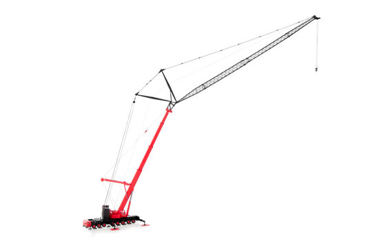 scale model of mobile crane isolated over white background