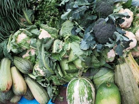 Market stall with varaity of organically vegetables