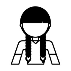 young woman with braids vector illustration design