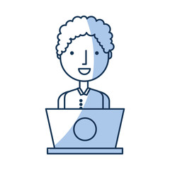 Fototapeta na wymiar businessman with laptop avatar character icon vector illustration design
