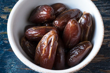 Organic Deglet Dates in a Bowl