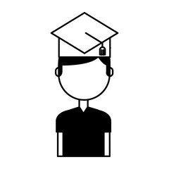 student with hat graduation avatar vector illustration design
