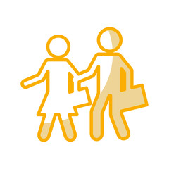 Students on the road traffic signal icon vector illustration design