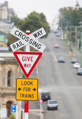 Crossing Railway Schild in Neuseeland