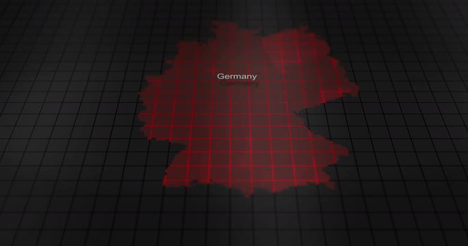 Futuristic Red digital ominous map of Germany