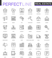 Real Estate thin line web icons set. Outline stroke icon design.