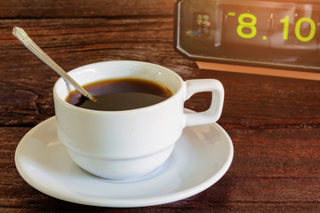 coffee cup on wood table