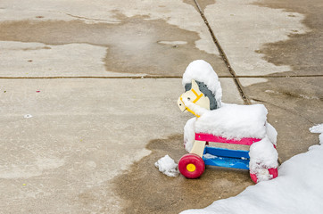 Plastic Toy Horse with Snow