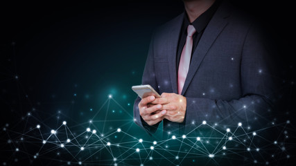 Social network, globalization business. abstract technology background and business man 
