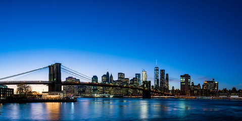 Plakat New York Nightscape with Brooklyn bridge