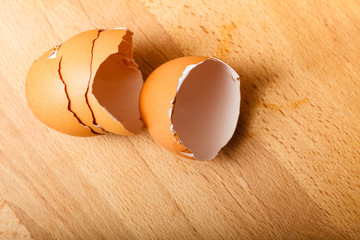 Detailed closeup of empty cracked eggshells