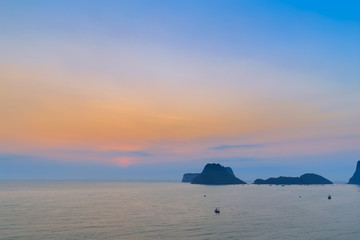 Fototapeta na wymiar Sea and Sky Sunrise at Ao Prachuab Prachuap Khiri Khan,South of Thailand 