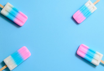 Ice cream , popsicle , ice pop or freezer pop with copyspace and background or texture