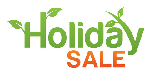 Holiday sale text with green trees