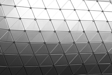 White and black  Triangle building structure texture, Wall Abstract geometry. Triangle design background 
