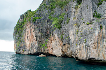 Seascape around Maya Bay at Phi Phi Island Group in Thailand.