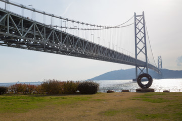 Akashi Kaikyo Bridge, an, the longest suspension bridge, Kobe Japan