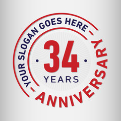 34 years anniversary logo template. Vector and illustration.