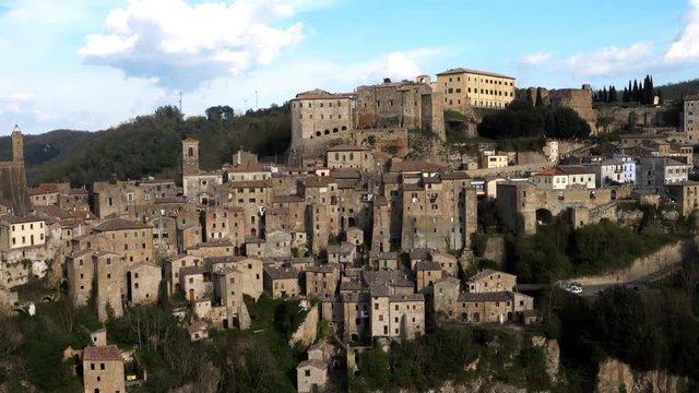 view at the old famous tuff city Sorano